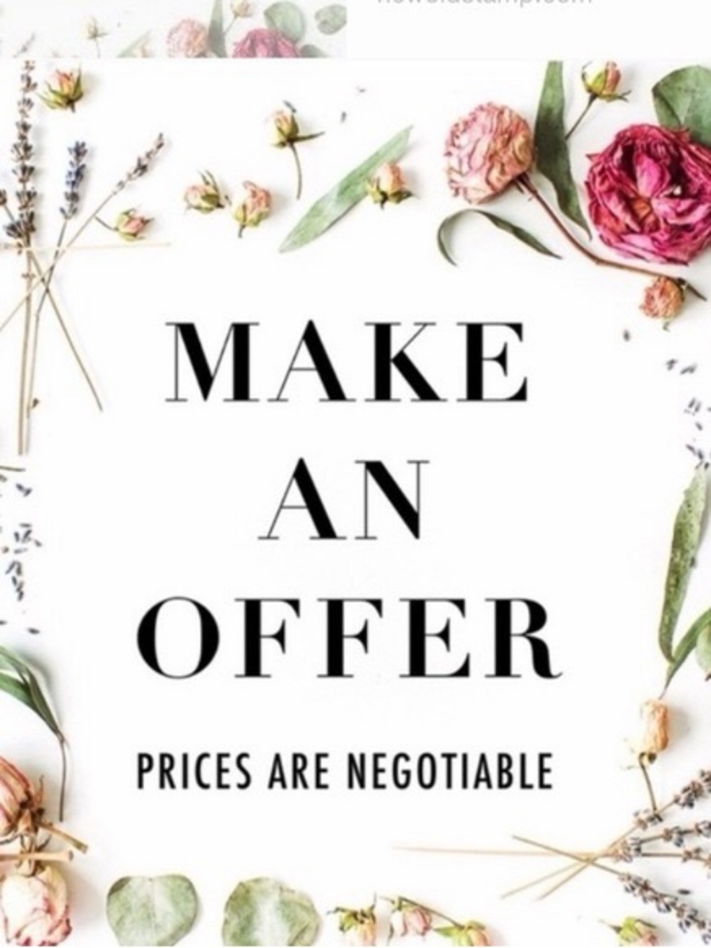 Make An Offer Sign - Floral Design - Women Other